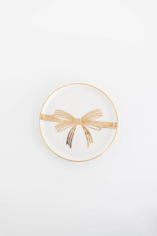 Golden Bow Dessert Plate