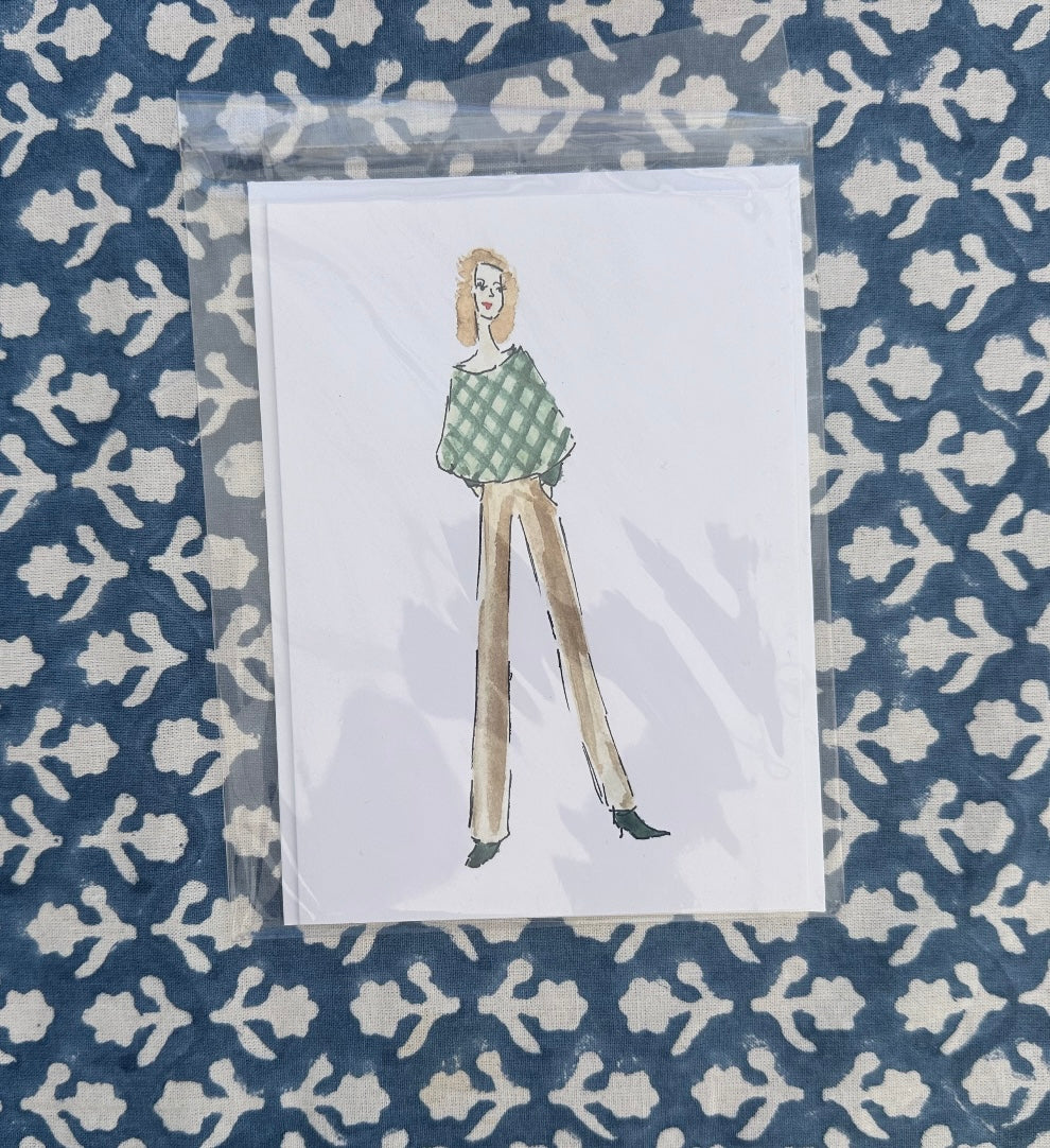 Green Sweater Lady Card