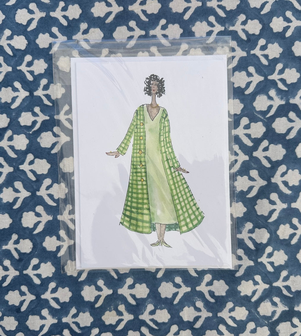 Green Coat Lady Card