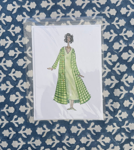 Green Coat Lady Card