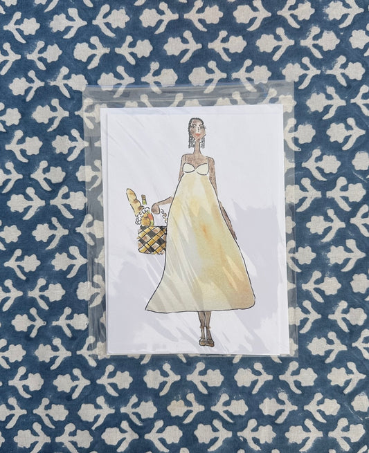 Yellow Dress Lady Card