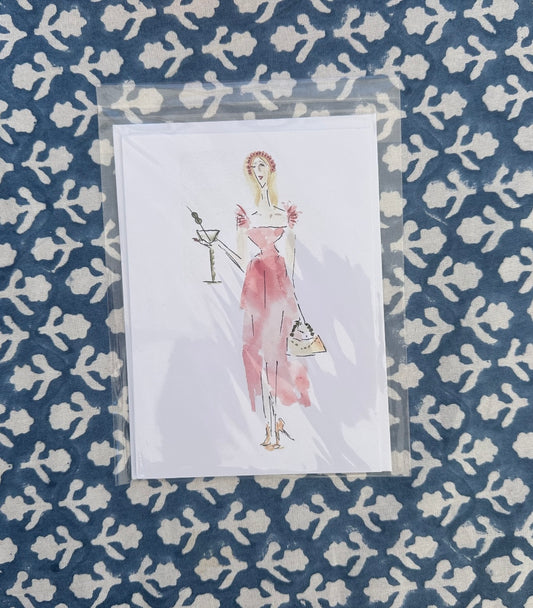 Coral Dress Lady Card